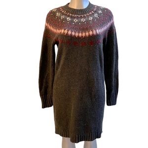 J. Crew Gray and Red Knit Midi Dress